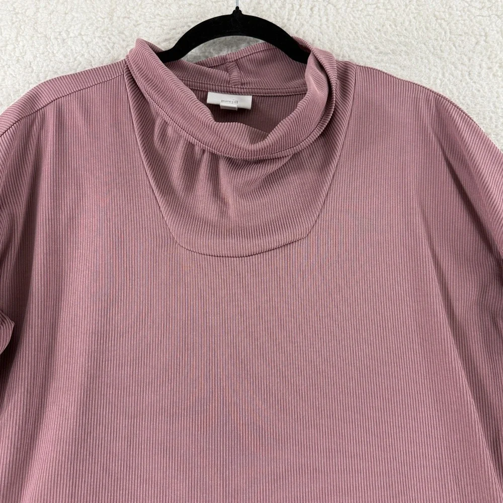 J. Jill Top Womens Medium Mauve Pink Cowl Neck Ribbed Long Sleeve Pullover‎